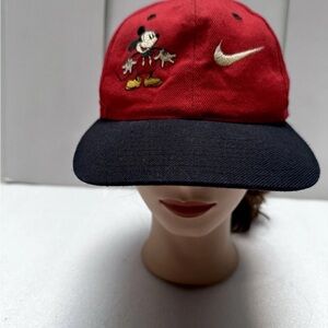 NIKE Disney Mickey Mouse TWO SWOOSHES Snapback RARE Cap Hat VTG Embroidered OSFM